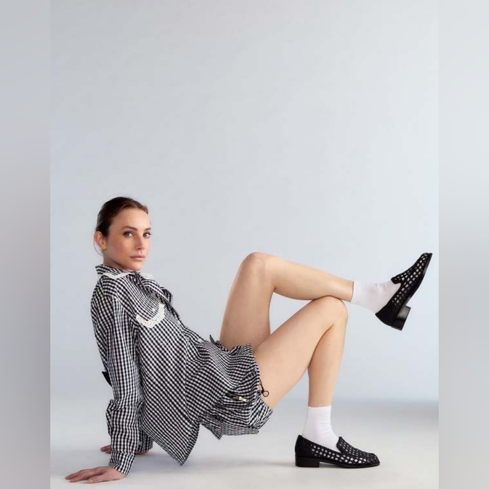 Cynthia Rowley Black Perforated Leather Loafers